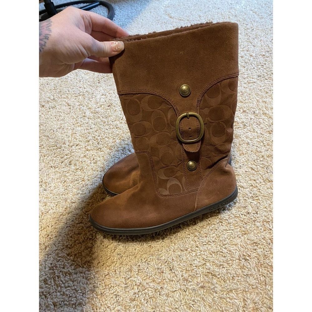 COACH Meyer Brown Signature Suede Boots Sz 8 READ
